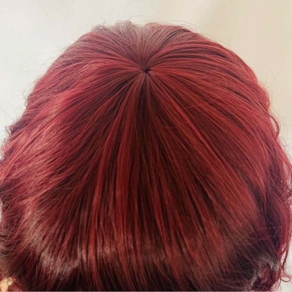 A Pretty Plum Burgundy Premium Fiber Wig with Bangs for Daily Wear or Cosplay - Picture 3 of 7